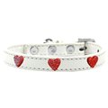 Mirage Pet Products Red Glitter Heart Widget Dog CollarWhite Size 10 631-12 WT10